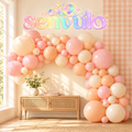 senvulo™ Peach Social Balloon Garland Kit, 100 Latex Balloons with Decorating Strip, Blush Peach & Cream Birthday and Bridal Shower Decorations