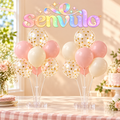 senvulo™ Tabletop Confetti Balloon Centerpiece Kit, 2 Clear Balloon Stands with 20 Latex Balloons, Birthday and Graduation Table Decorations