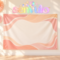 senvulo™ Wavy Colorblock Fabric Party Backdrop, 7 ft. x 5 ft. Polyester Photo Background for Birthdays, Bridal Showers and Dessert Tables