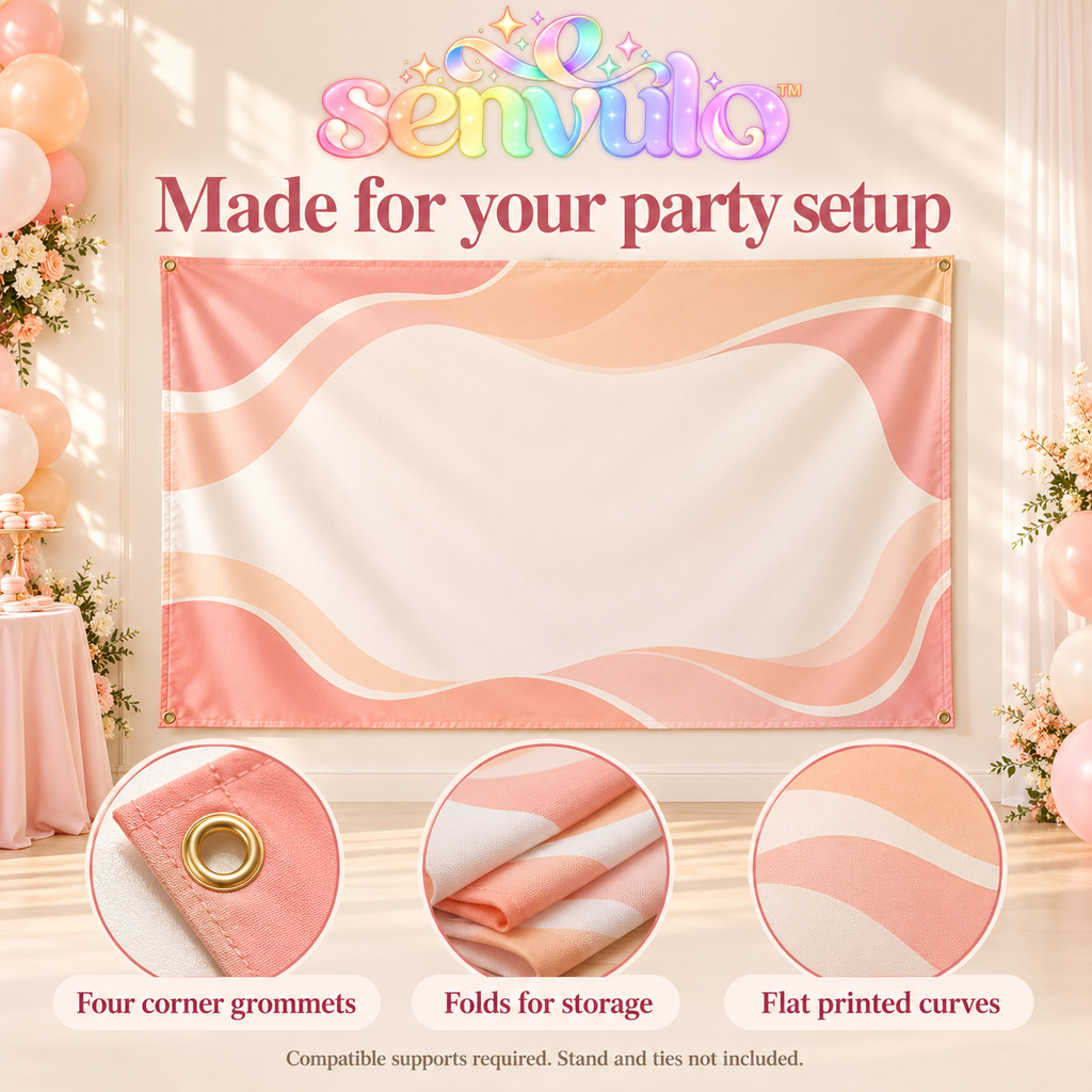 senvulo™ Wavy Colorblock Fabric Party Backdrop, 7 ft. x 5 ft. Polyester Photo Background for Birthdays, Bridal Showers and Dessert Tables