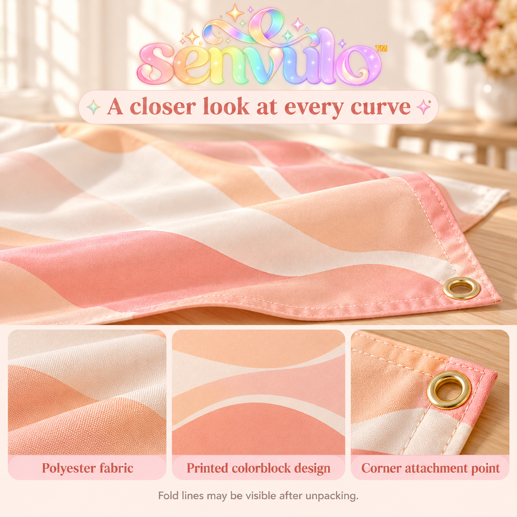 senvulo™ Wavy Colorblock Fabric Party Backdrop, 7 ft. x 5 ft. Polyester Photo Background for Birthdays, Bridal Showers and Dessert Tables