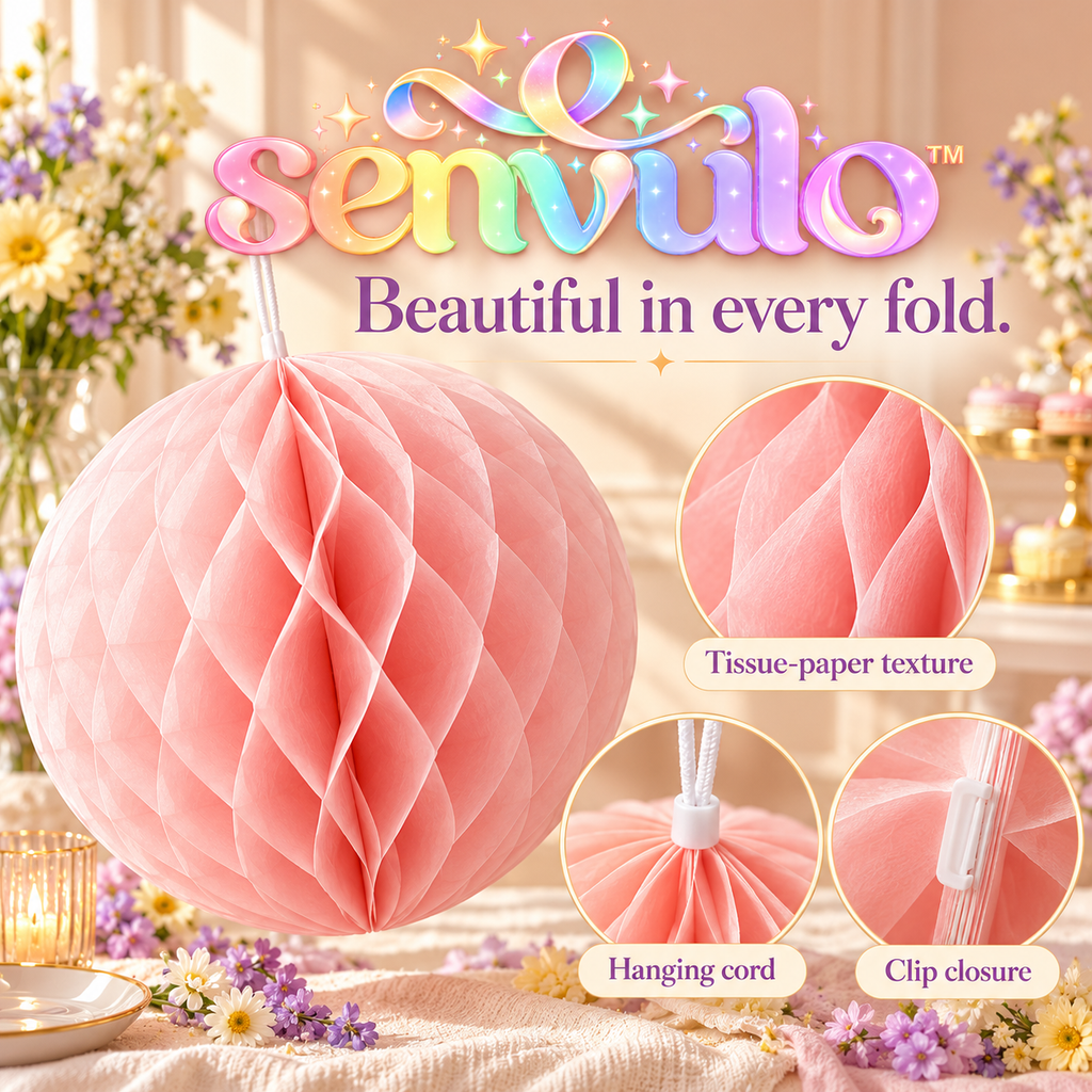senvulo™ Cloud Cluster Honeycomb Paper Balls, 6-Pack 6, 8 and 10-Inch Hanging Decorations for Baby Showers, Birthdays and Party Ceilings