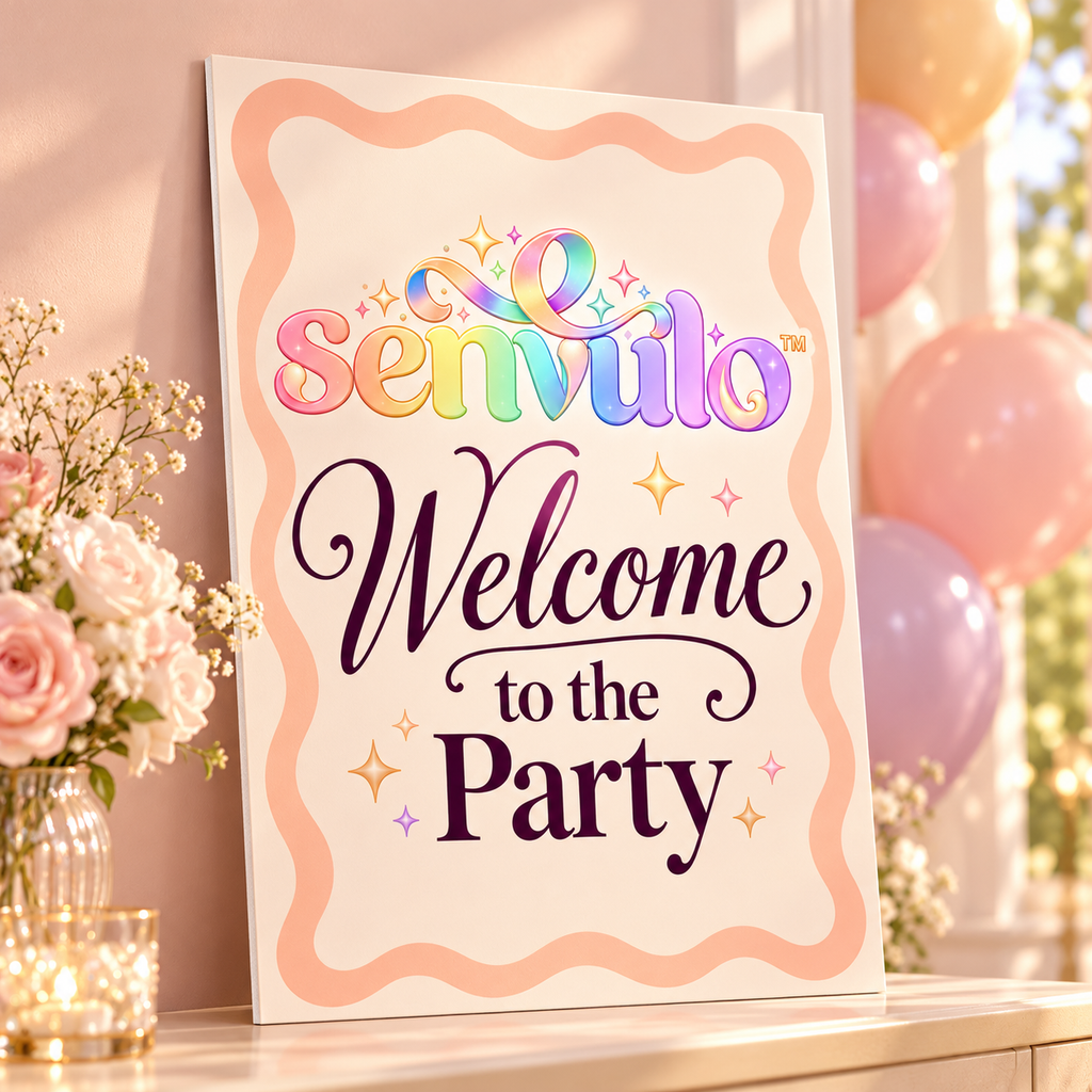 senvulo™ Welcome to the Party Sign, 12 x 18-Inch Printed Foam Board with Wavy Border for Birthday, Bridal Shower and Celebration Entry Displays