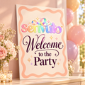 senvulo™ Welcome to the Party Sign, 12 x 18-Inch Printed Foam Board with Wavy Border for Birthday, Bridal Shower and Celebration Entry Displays